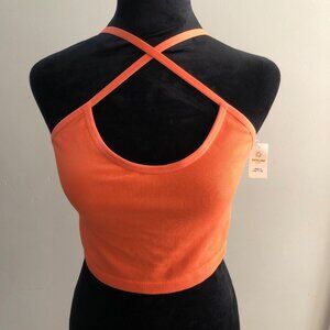 Offline By‎ Aerie Recharge Cross Back Ribbed Tank Top Large Orange NWT